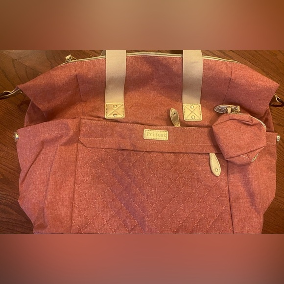 Pritent Diaper Bag Red 2 Handles Inside & Outside Pockets Paci Bag Insulated New - Picture 3 of 11